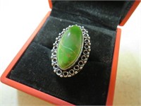NEW GREEN TURQUOISE RING STAMPED 925 SIZE 6.5
