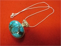 NEW 18" TIBETAN TURQUOISE NECKLACE STAMPED 925