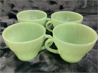 Set of 4 Vintage Anchor Hocking Jadeite Mugs