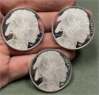 .999 Silver 1 Troy Ounce Buffalo Indian Rounds