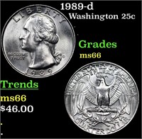 1989-d Washington Quarter 25c Grades GEM+ Unc