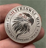 .999 Silver Silvertowne Eagle 1 Troy Ounce Round