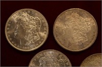 5pcs Morgan Silver Dollars 1883-O,1885-O, 1887