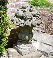 19th Century Cast Stone Cornucopia of Fruit Urn