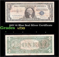 1957 $1 Blue Seal Silver Certificate Grades vf++