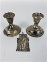 Sterling Weighted Candleholders, Gorham Ornament