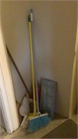 Group Of Brooms, Dustpans, Fire Extinguisher