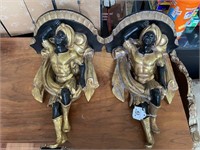 (2x) Venetian Blackamoor Wall Shelves