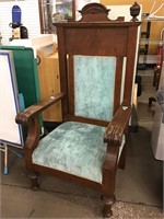 Antique Victorian Thrown Chair Quarter Son Oak