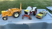 Ertl truck, case tractor, international backhoe