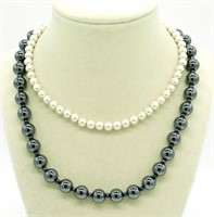 2 Gorgeous Necklaces, Hematite & Gray Faux Pearl