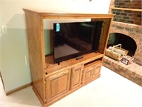 Oak TV Stand with Storage - 59x57x21 - Stand Only