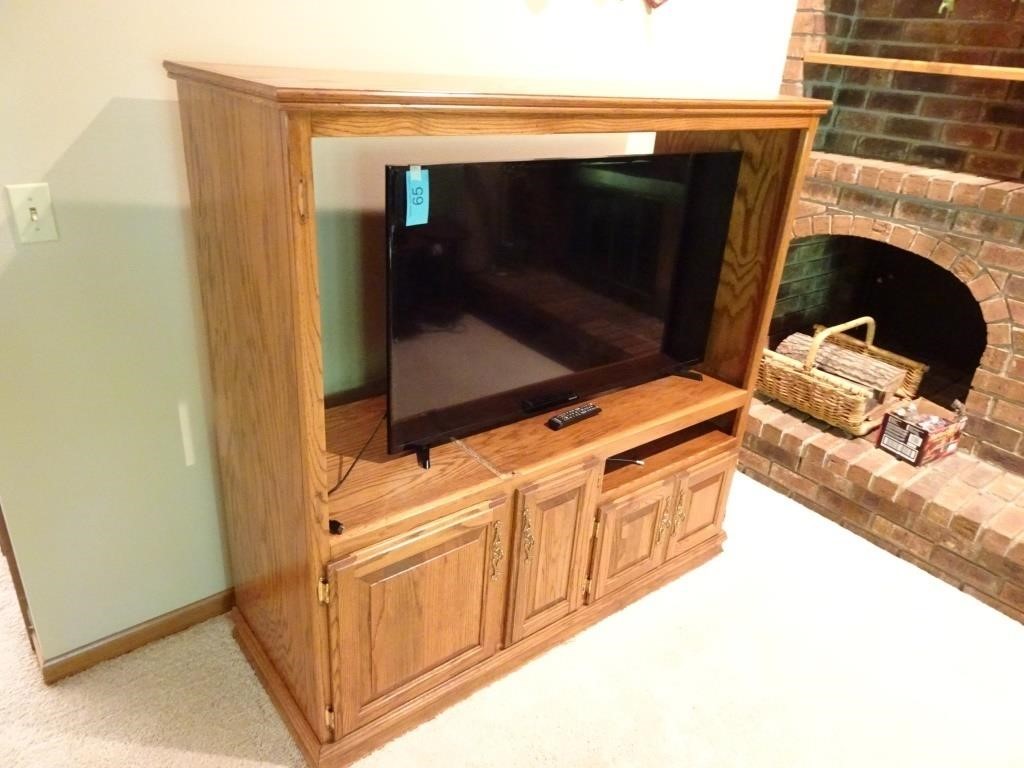 Oak TV Stand with Storage - 59x57x21 - Stand Only