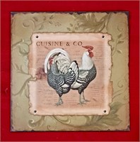 RUSTIC Embossed TIN SIGN ~ ROOSTER ~ CUISINE & CO.