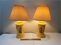 Pair of Vintage Flowered Table Lamps