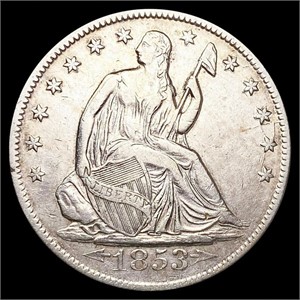 1853-O Arws & Rays Seated Liberty Half Dollar