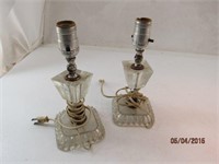 Pair of Glass Boudoir Bedside Lamps