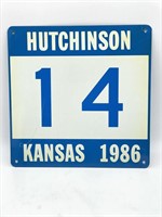 Hutchison Kansas 1986 ‘14’ Metal Sign 12” x 12”