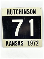 Hutchison Kansas 1972 ‘71’ Metal Sign 12” x 12”