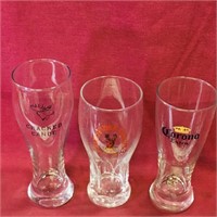 Lot Of 3 Assorted Beer Glasses