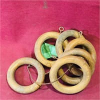 Lot Of 6 Wooden Drapery Rings (Vintage)