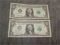 2 Crisp STAR NOTES $1 from 1999