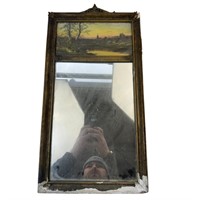 Antique Victorian Mirror with Landscape Print