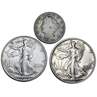 [1886, 1914-D, 1942-S] [3] Varied Silver Coinage