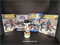 4 NHL Hockey Books & New Water Bottle-Like New Con