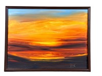 Signed Rawks Oil on Canvas Sun Rise Painting