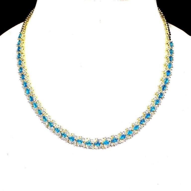 Natural Paraiba Blue Brazil Apatite Necklace