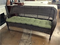 Woven Resin Patio Sofa W/Cushion, 75in Long