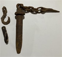 Unique Cast Iron Nail,  Chain, and Hooks