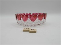 RUBY FLASHED HEART SHAPED CANDY DISH