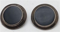 Mexico Sterling Silver Earrings W Black Onyx Stone