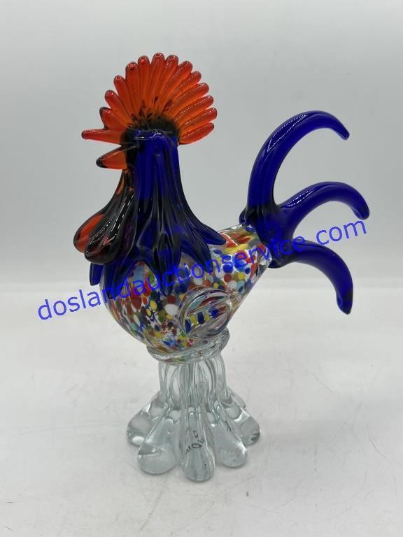 Hand Blown Confetti Glass Rooster
