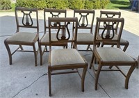 6 Wood & upholstered dining room chairs