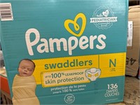 Pampers Swaddlers Diapers Newborn 136 Count