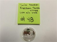 100 mil clad twin tower freedom tower coin