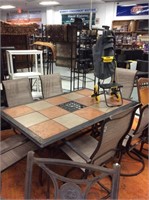 Rectangular patio table with six chairs