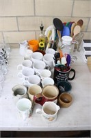 Coffee mugs and kitchen utiencls
