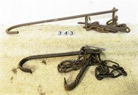 2 – Hand wrought “chain & hook” kettle trammels