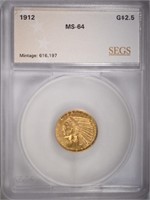 1912 $2.50 GOLD INDIAN, SEGS GEM BU