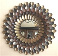 Decorative Metal Wall Art w/Beveled Round Mirror