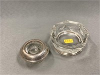 Sterling Banded Candlestick and Salt