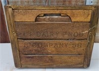 Vintage pet dairy prod metal and wood crate