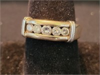 14KY gold ring w/diamonds size 10/9.9 total grams