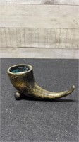 Bronze Horn Shaped Candle Holder 5"