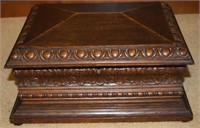 Victorian Carved Oak Mirrored Jewelry Box w/ Key