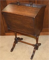 Antique Tiger Oak 2-Sided Sewing Cabinet Stand